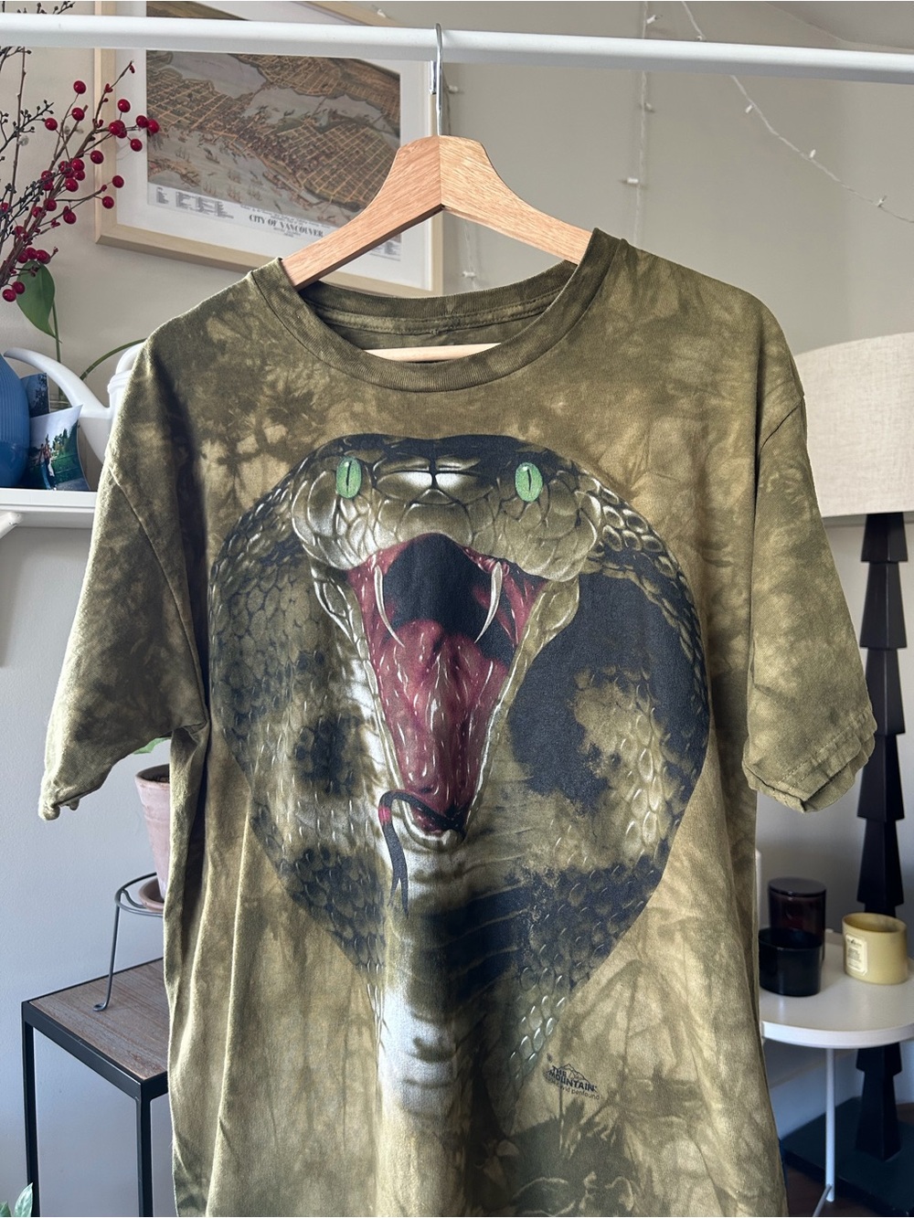 Vintage The Mountain Olive Green Snake Graphic Tee